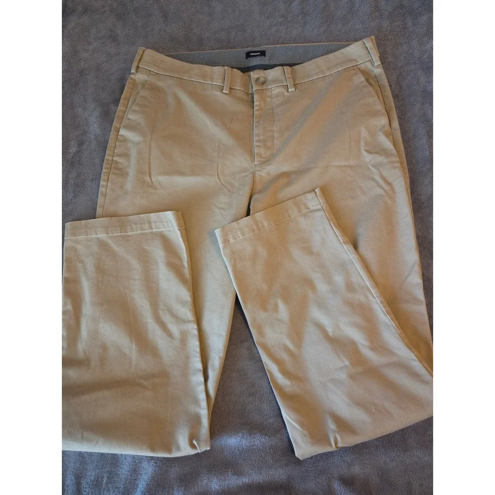 Express Men's Chino Pants Khaki Stretch Cotton 36x32